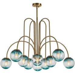 Glam 10-Light Blue Glass Globe Bubble Chandelier