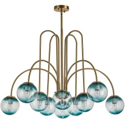Glam 10-Light Blue Glass Globe Bubble Chandelier