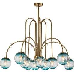 Glam 10-Light Blue Glass Globe Bubble Chandelier