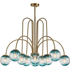 Glam 10-Light Blue Glass Globe Bubble Chandelier