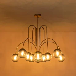 Glam 10-Light Blue Glass Globe Bubble Chandelier