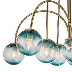 Glam 10-Light Blue Glass Globe Bubble Chandelier
