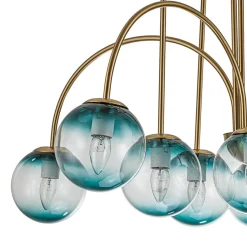 Glam 10-Light Blue Glass Globe Bubble Chandelier