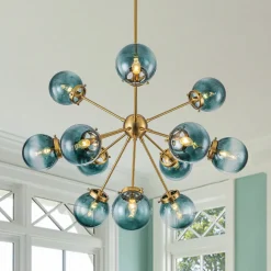Glam 12-light Blue Glass Globe Sputnik Bubble Chandelier