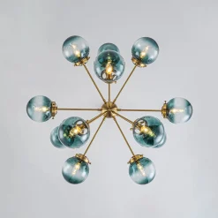 Glam 12-light Blue Glass Globe Sputnik Bubble Chandelier