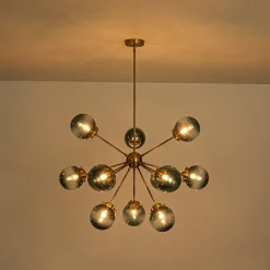 Glam 12-light Blue Glass Globe Sputnik Bubble Chandelier