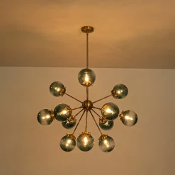 Glam 12-light Blue Glass Globe Sputnik Bubble Chandelier