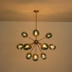 Glam 12-light Blue Glass Globe Sputnik Bubble Chandelier