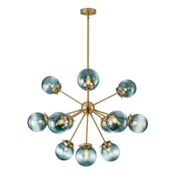 Glam 12-light Blue Glass Globe Sputnik Bubble Chandelier