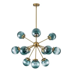 Glam 12-light Blue Glass Globe Sputnik Bubble Chandelier