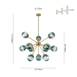 Glam 12-light Blue Glass Globe Sputnik Bubble Chandelier