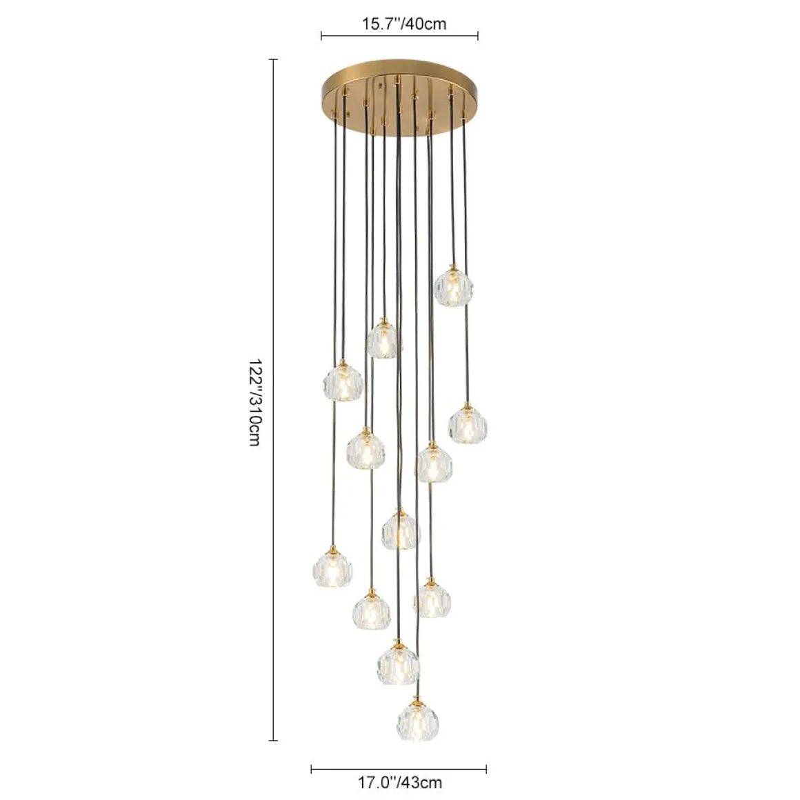 Glam 12-Light Cluster Cutting Crystal Pendant Chandelier
