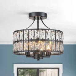 Glam 4-Light Drum Crystal Ceiling Light