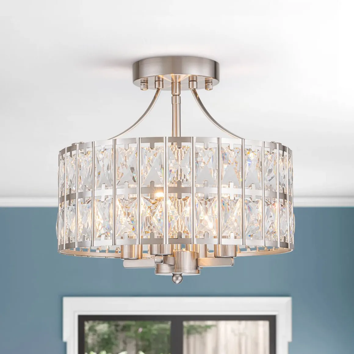 Glam 4-Light Drum Crystal Ceiling Light