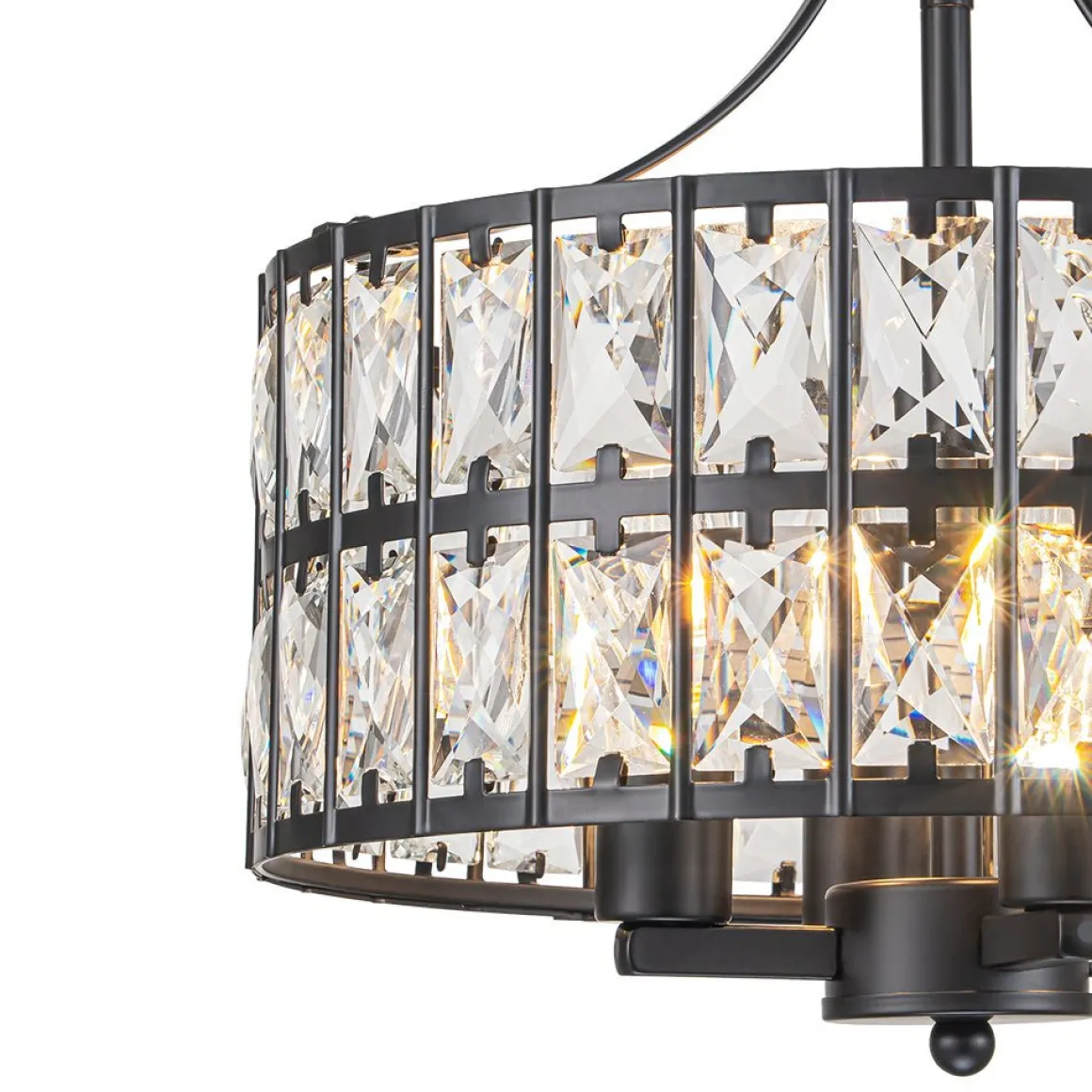 Glam 4-Light Drum Crystal Ceiling Light