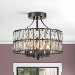Glam 4-Light Drum Crystal Ceiling Light