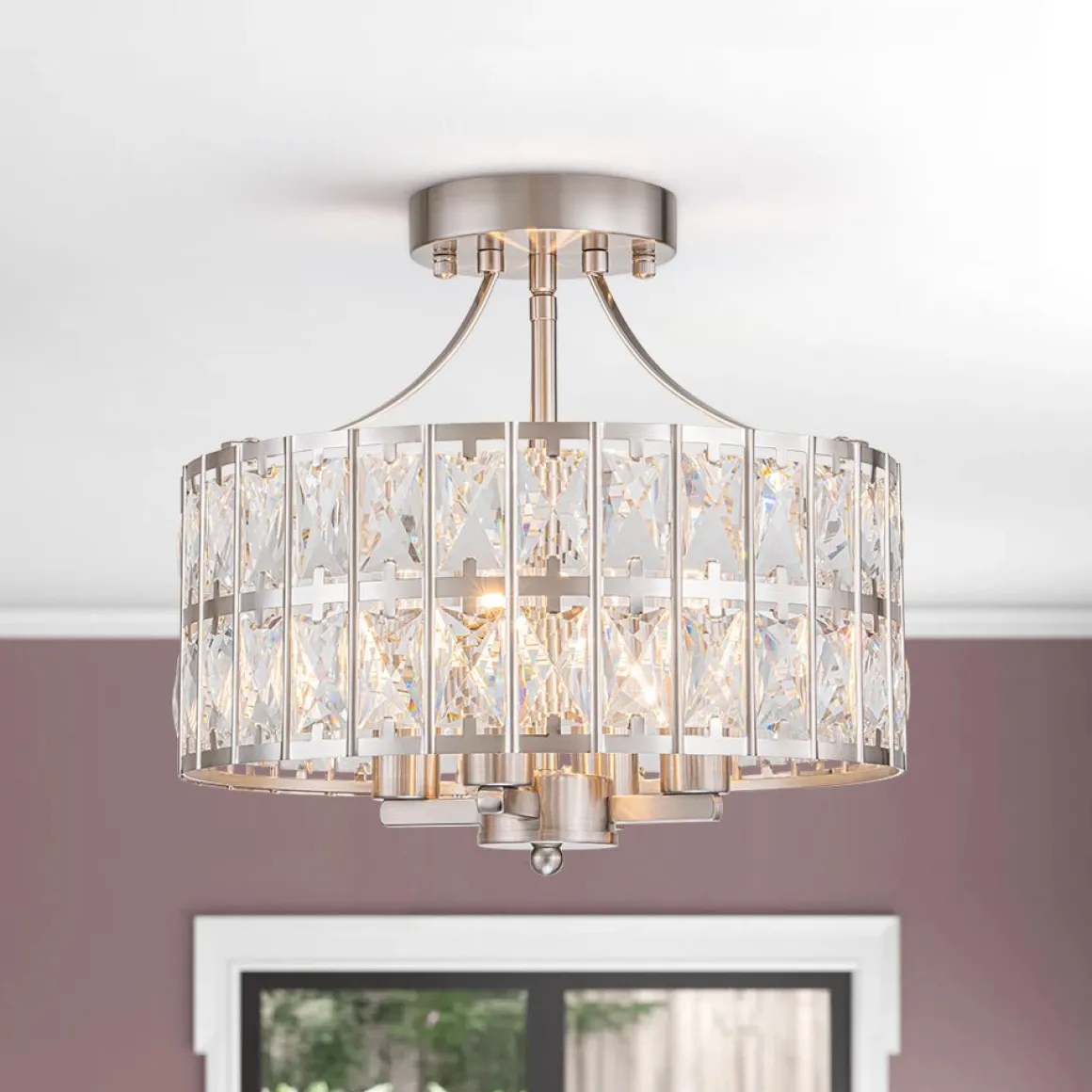 Glam 4-Light Drum Crystal Ceiling Light