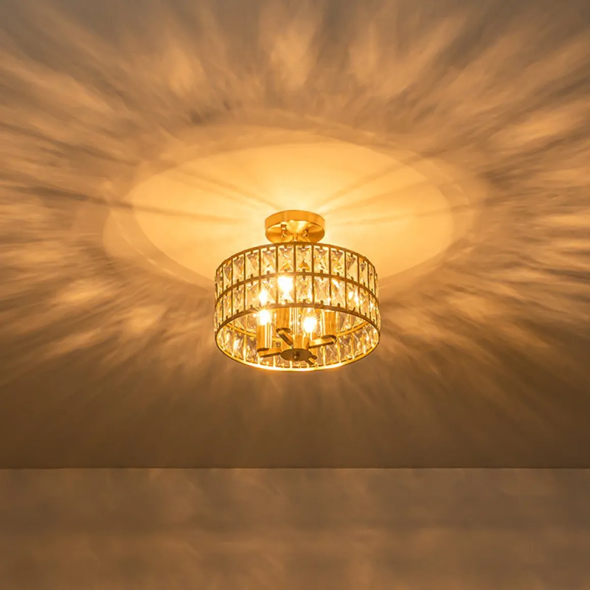 Glam 4-Light Drum Crystal Ceiling Light