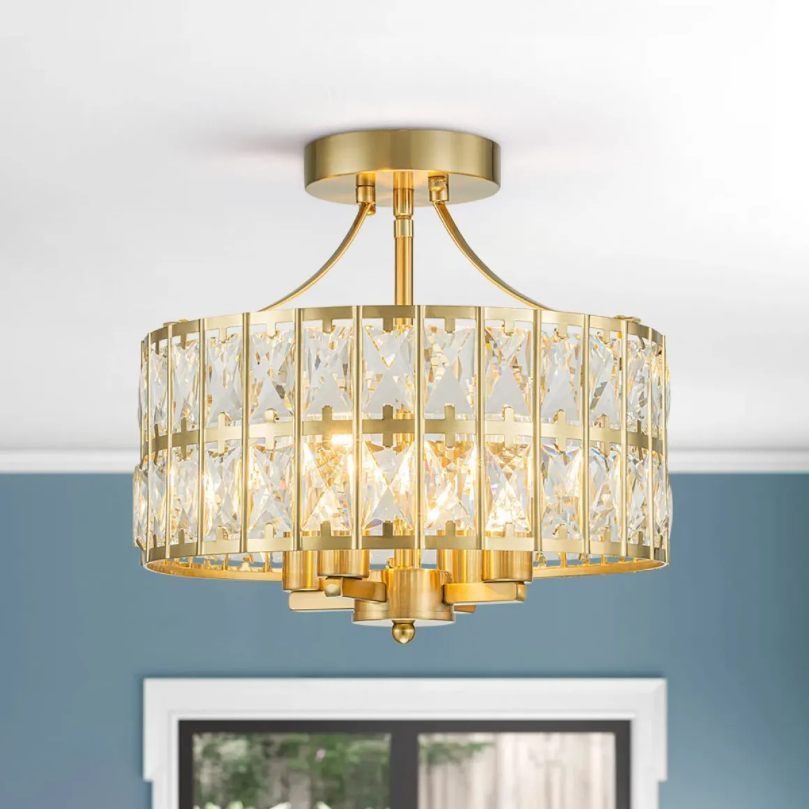 Glam 4-Light Drum Crystal Ceiling Light