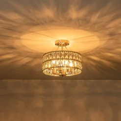 Glam 4-Light Drum Crystal Ceiling Light