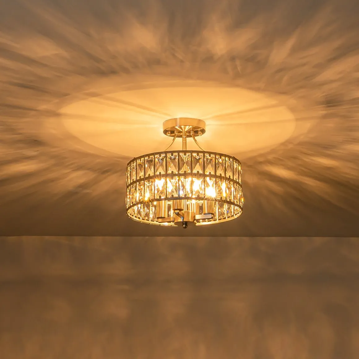 Glam 4-Light Drum Crystal Ceiling Light