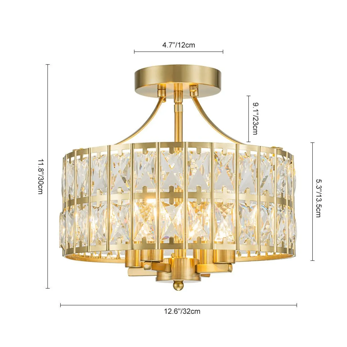Glam 4-Light Drum Crystal Ceiling Light
