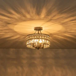 Glam 4-Light Drum Crystal Ceiling Light