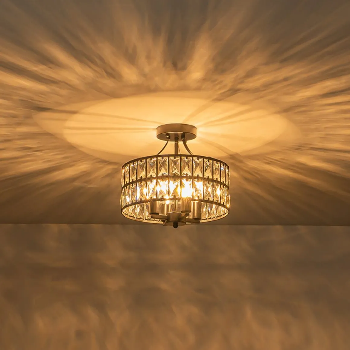 Glam 4-Light Drum Crystal Ceiling Light