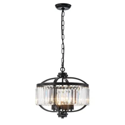 Glam 4-Light Faceted Crystal Round Cage Pendant