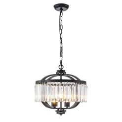 Glam 4-Light Faceted Crystal Round Cage Pendant