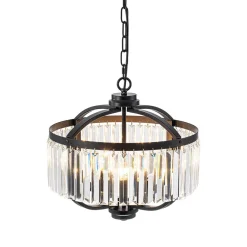 Glam 4-Light Faceted Crystal Round Cage Pendant