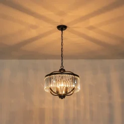 Glam 4-Light Faceted Crystal Round Cage Pendant