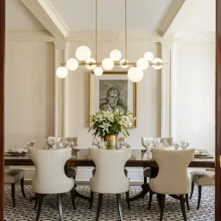 Glam 12-Light Shine Opal Glass Globe Linear Island Chandelier
