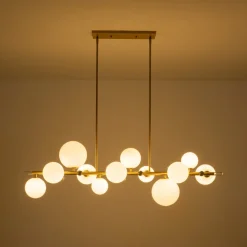 Glam 12-Light Shine Opal Glass Globe Linear Island Chandelier