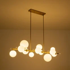 Glam 12-Light Shine Opal Glass Globe Linear Island Chandelier