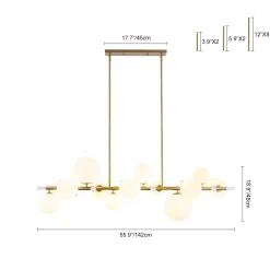 Glam 12-Light Shine Opal Glass Globe Linear Island Chandelier