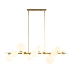 Glam 12-Light Shine Opal Glass Globe Linear Island Chandelier