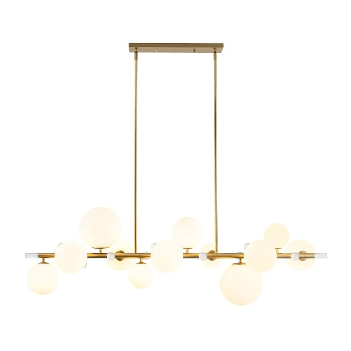 Glam 12-Light Shine Opal Glass Globe Linear Island Chandelier