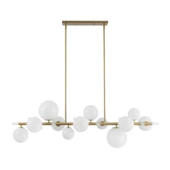 Glam 12-Light Shine Opal Glass Globe Linear Island Chandelier