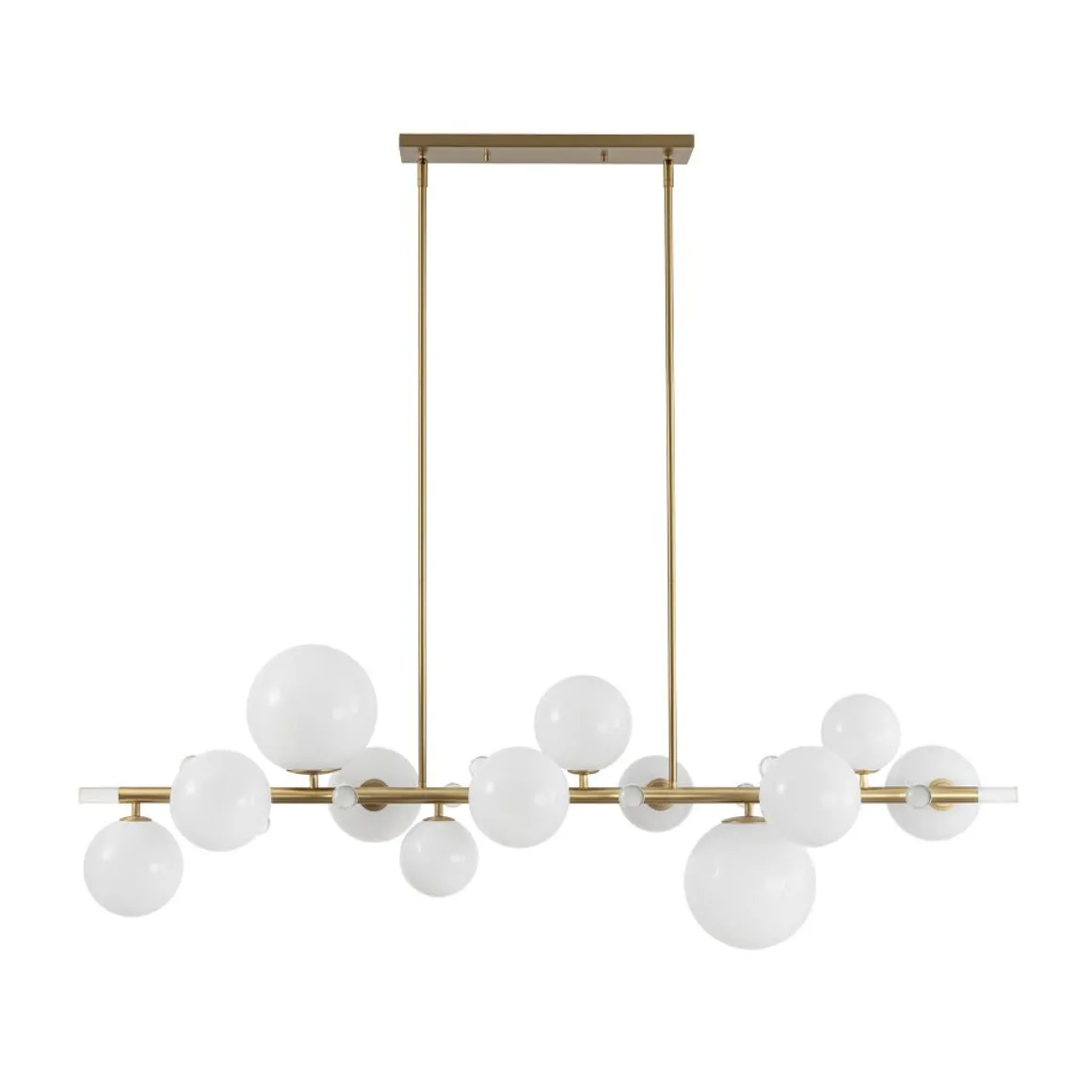 Glam 12-Light Shine Opal Glass Globe Linear Island Chandelier