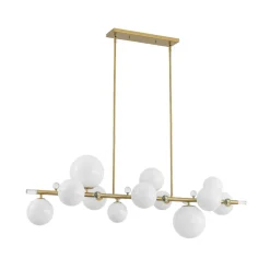 Glam 12-Light Shine Opal Glass Globe Linear Island Chandelier