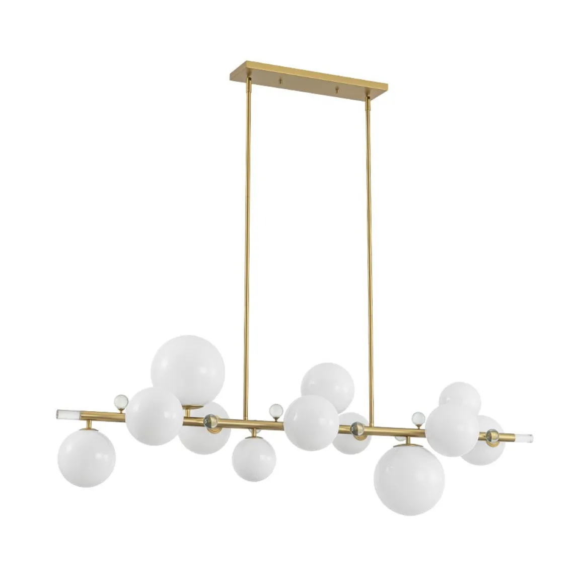 Glam 12-Light Shine Opal Glass Globe Linear Island Chandelier