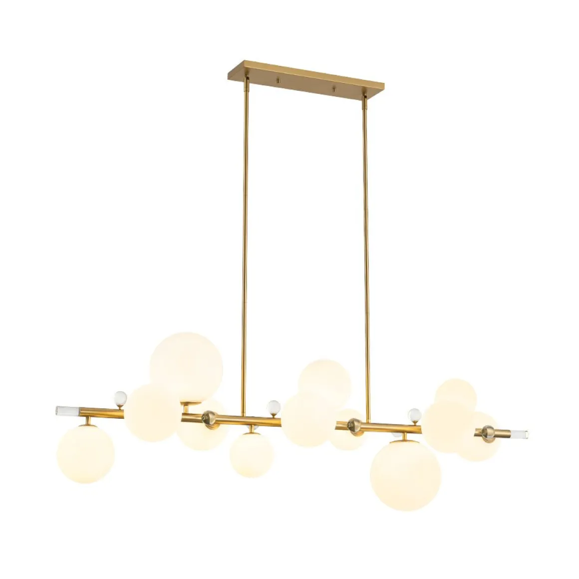Glam 12-Light Shine Opal Glass Globe Linear Island Chandelier