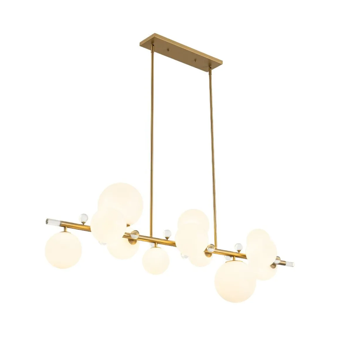 Glam 12-Light Shine Opal Glass Globe Linear Island Chandelier