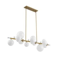 Glam 12-Light Shine Opal Glass Globe Linear Island Chandelier