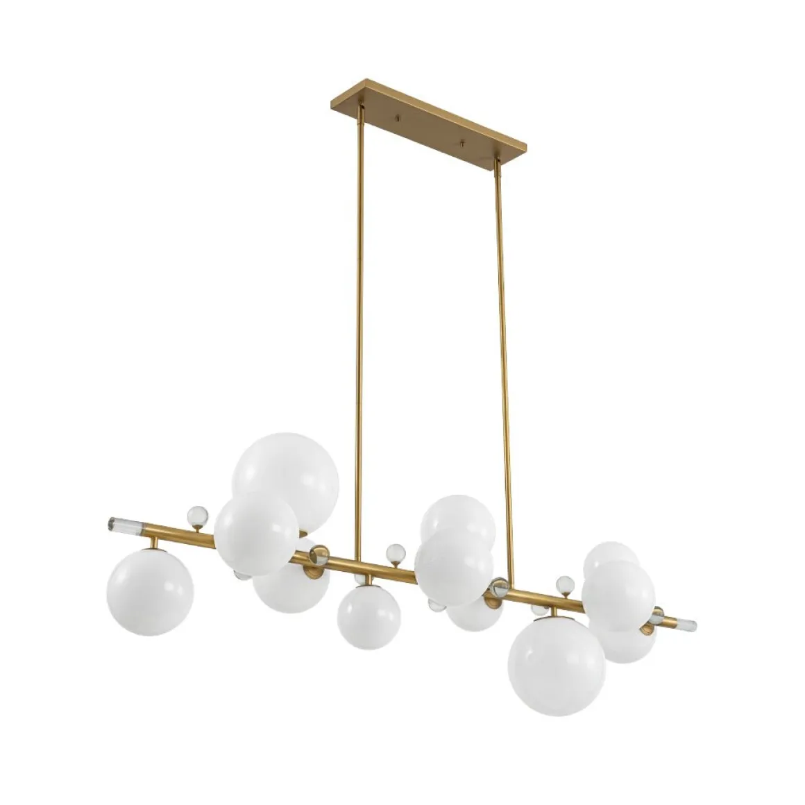Glam 12-Light Shine Opal Glass Globe Linear Island Chandelier