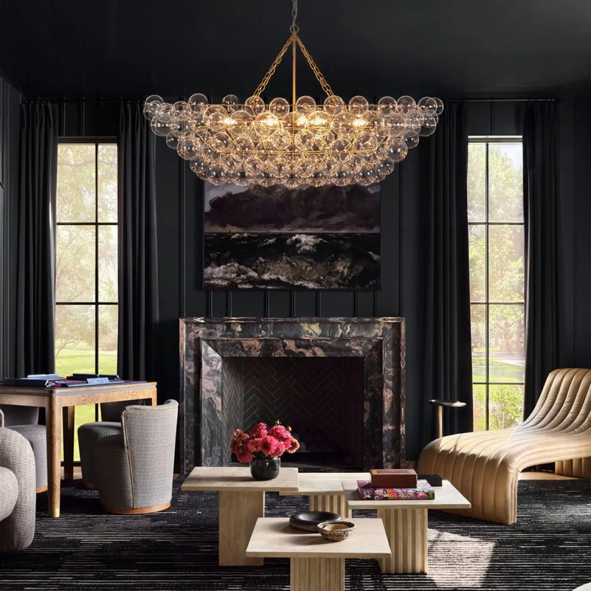 Glam 8-Light Tiered Clear Glass Bubble Island Chandelier