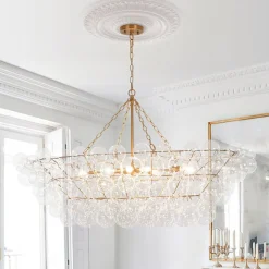 Glam 8-Light Tiered Clear Glass Bubble Island Chandelier