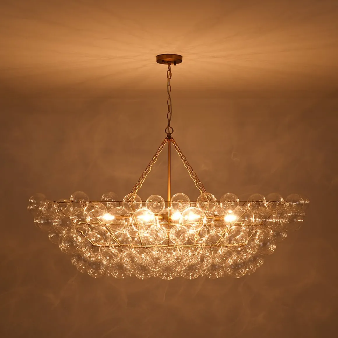 Glam 8-Light Tiered Clear Glass Bubble Island Chandelier