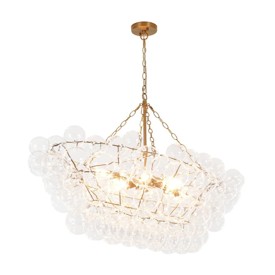 Glam 8-Light Tiered Clear Glass Bubble Island Chandelier